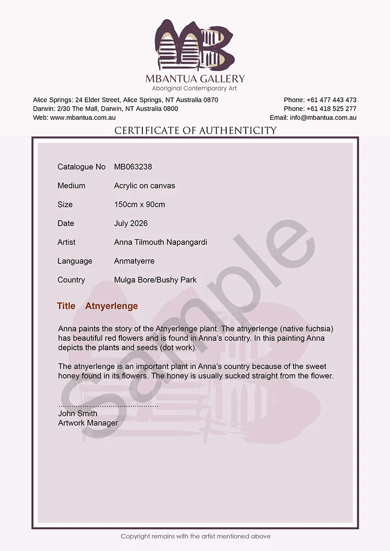 Mbantua Gallery Certificate of Authenticity